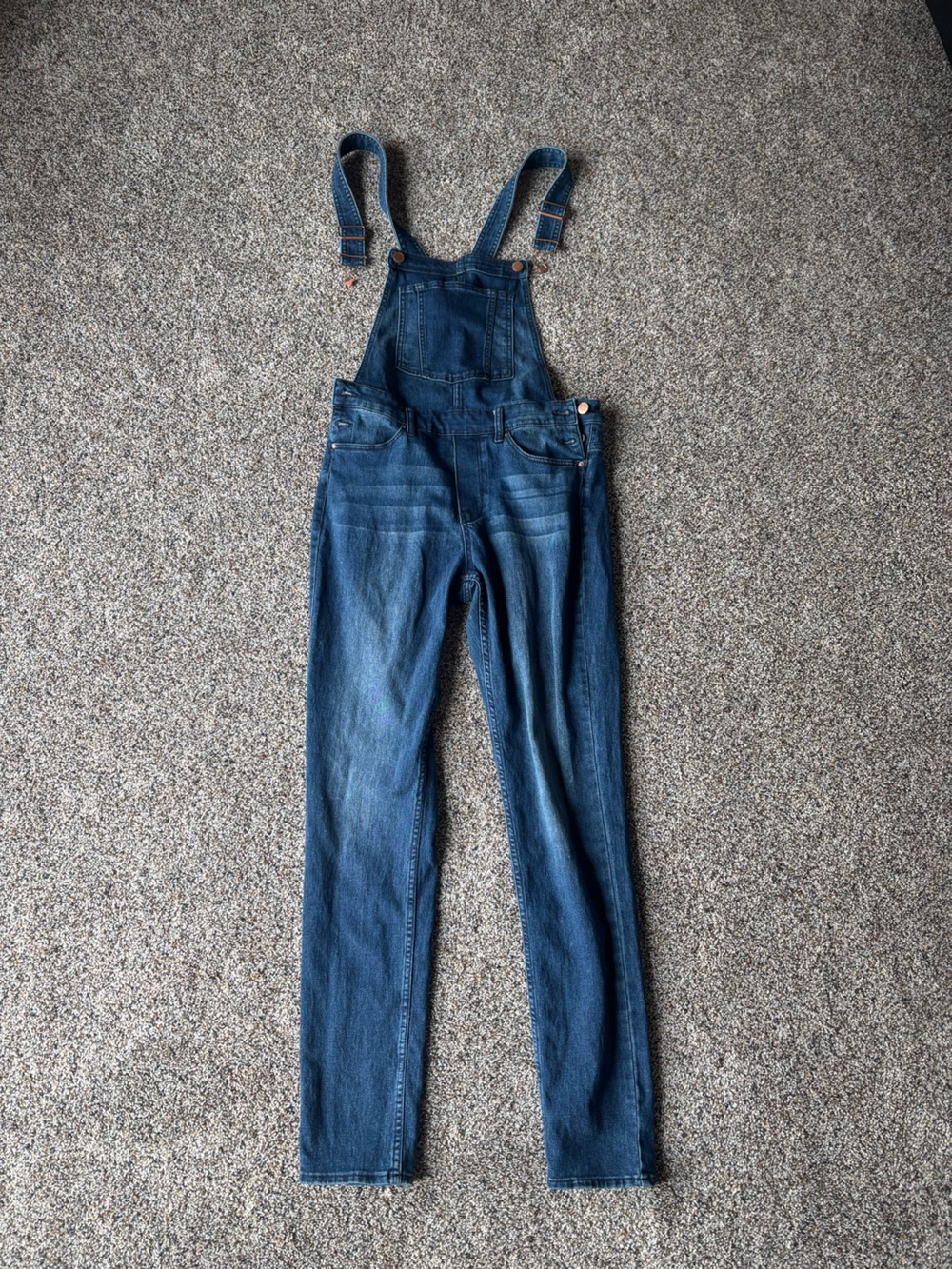 Dark Wash Denim Overalls Adjustable Strap Womens S